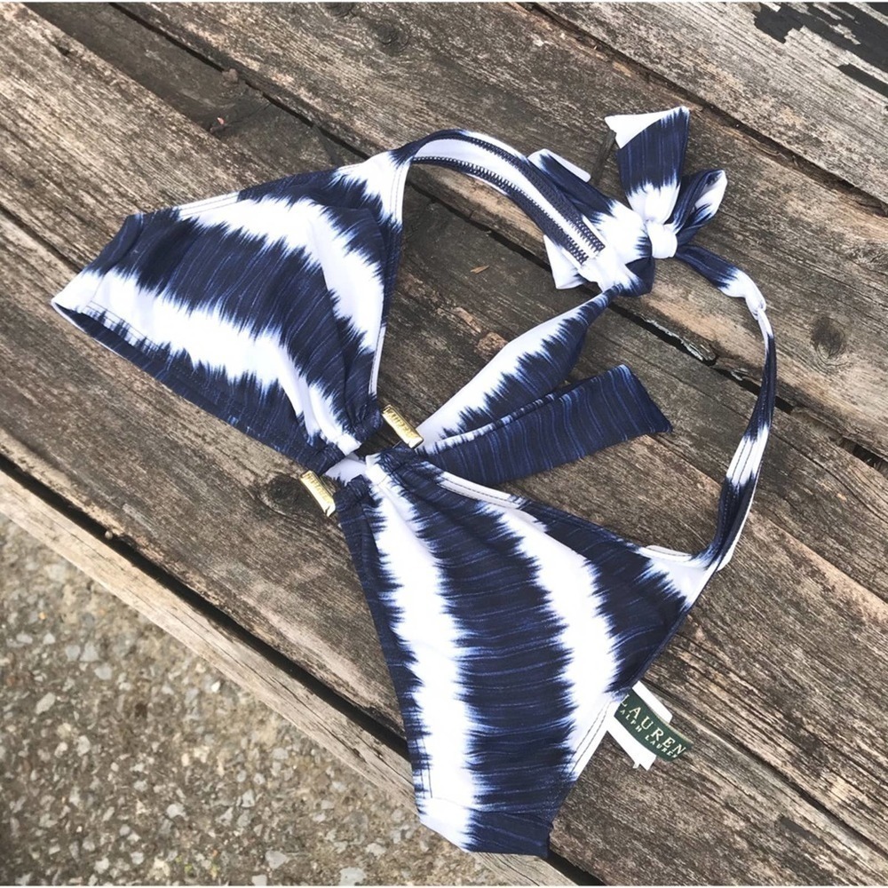 Lauren Ralph Lauren, navy/ white bikini top - Picture 4 of 6